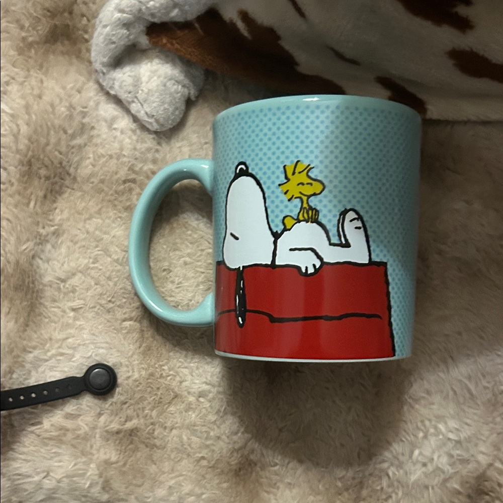 Peanuts Snoopy & Woodstock Light Blue and Red Mug